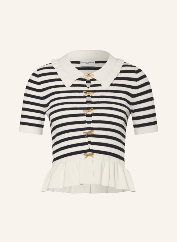 CLAUDIE PIERLOT Strickshirt mit Cut-outs WEISS / SCHWARZ