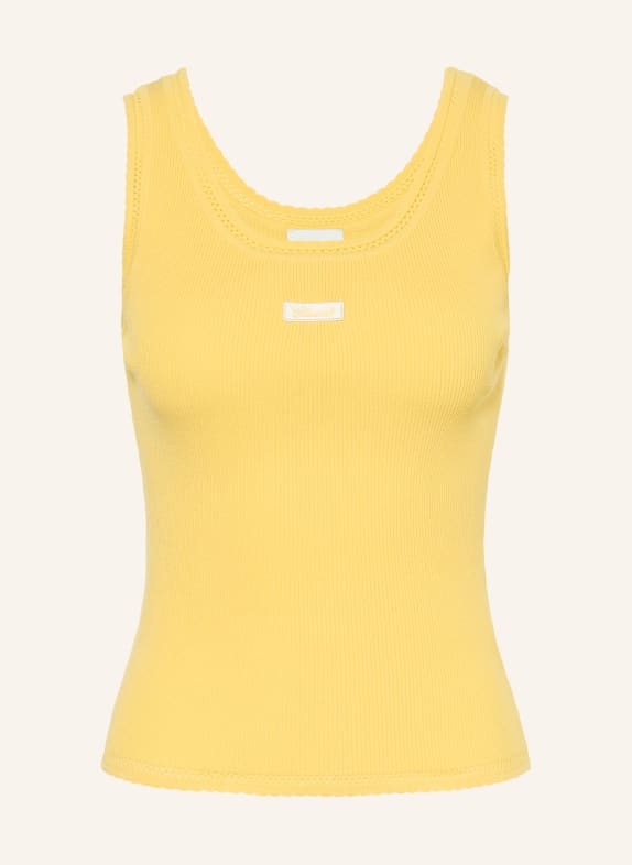 CLAUDIE PIERLOT dzianinowy top ŻÓŁTY