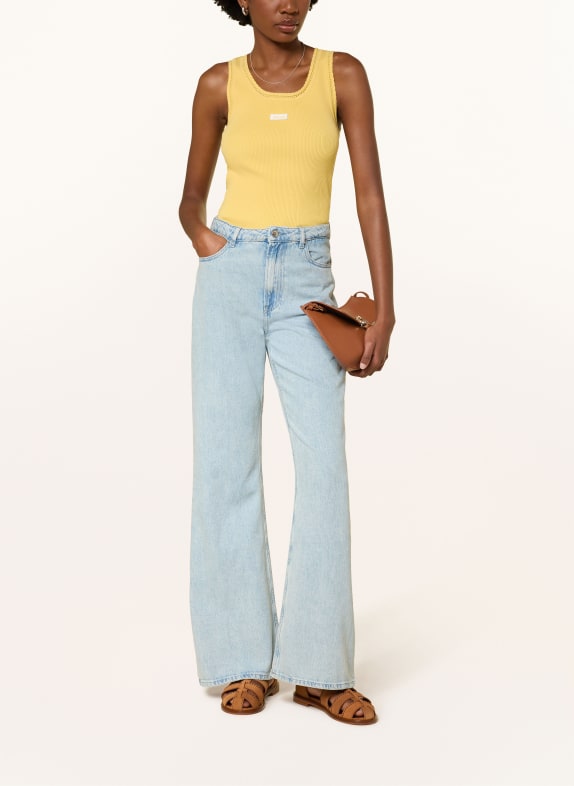 CLAUDIE PIERLOT dzianinowy top ŻÓŁTY