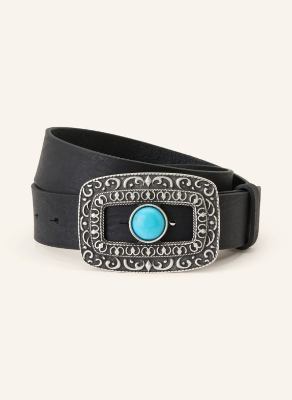 ba&sh Ledergürtel BONI SCHWARZ / SILBER / TÜRKIS