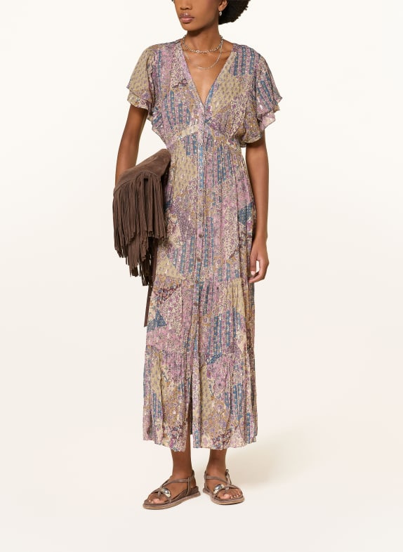 ba&sh Kleid PARETA mit Glitzergarn LILA / GOLD / DUNKELBLAU