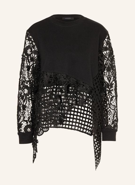 ALLSAINTS Sweatshirt MALORIE mit Spitze SCHWARZ