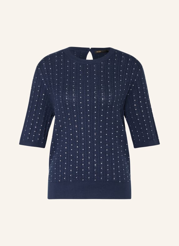 maje Strickshirt mit Schmucksteinen DUNKELBLAU