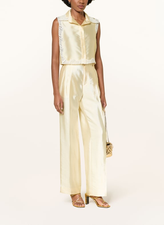 SANDRO Blusentop aus Satin mit Spitze ECRU