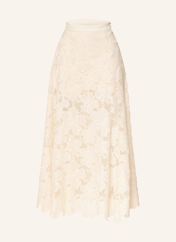 SANDRO Spitzenrock mit Schmuckperlen CREME