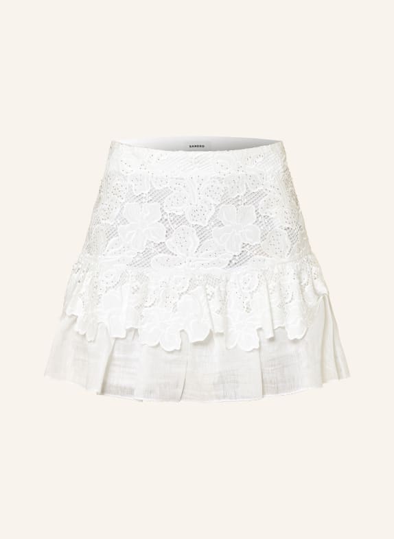 SANDRO Rock mit Lochspitze und Schmucksteinen WEISS