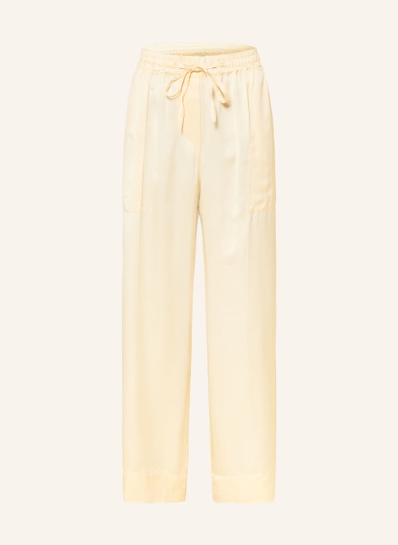 SANDRO Spodnie Marlene z satyny JASNOŻÓŁTY