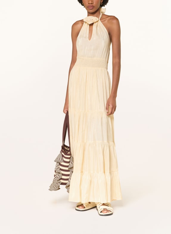 SANDRO Sukienka z lnu JASNOŻÓŁTY