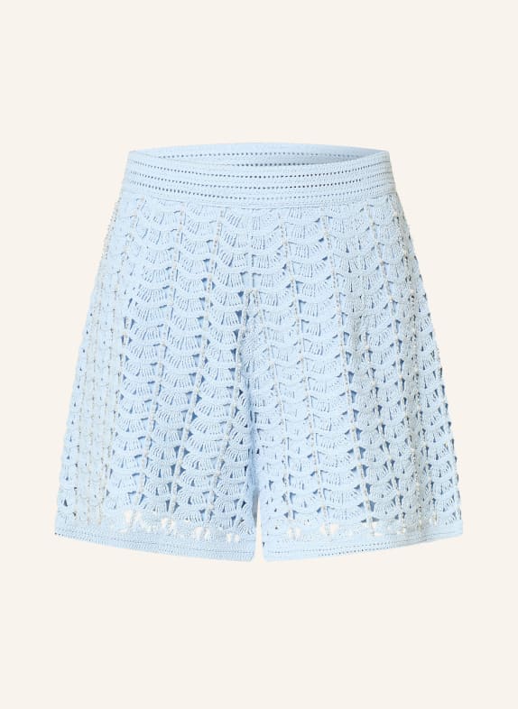 SANDRO Strickshorts mit Schmuckperlen HELLBLAU / SILBER / WEISS