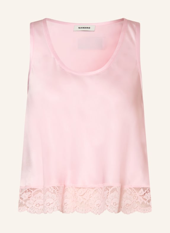 SANDRO Satintop mit Spitze ROSÉ