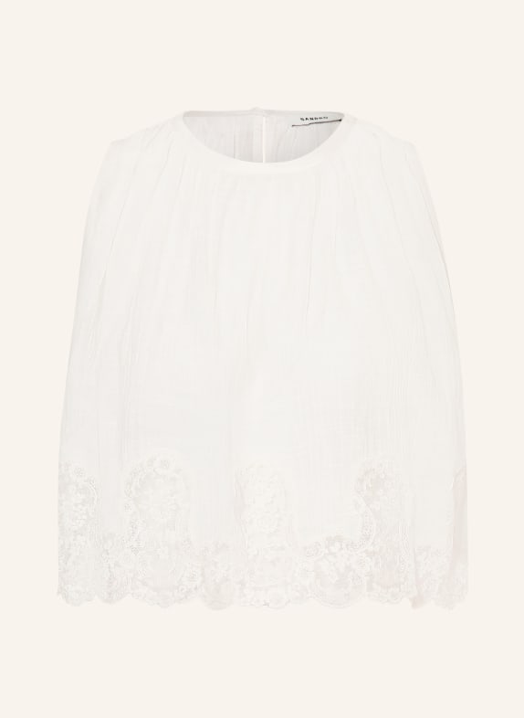 SANDRO Blusentop mit Spitze WEISS
