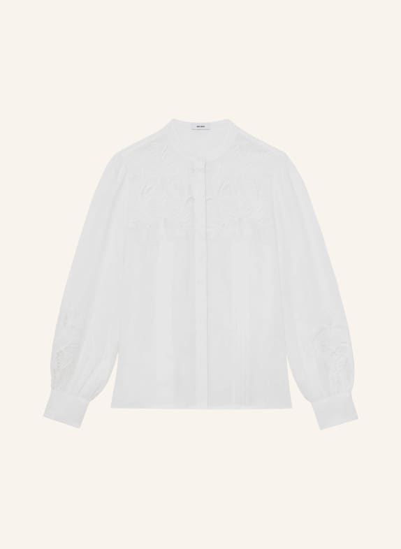 REISS Linnen blouse IDA met opengewerkte kant WIT