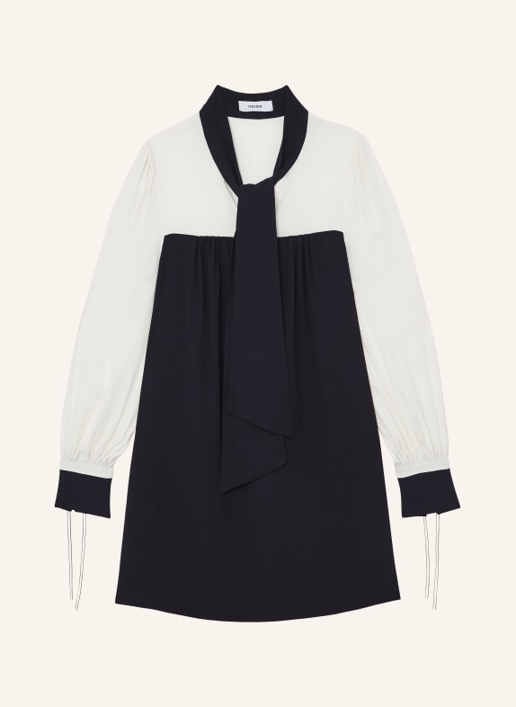 REISS CAM-halterjurk in verschillende materialen DONKERBLAUW / CRÈME