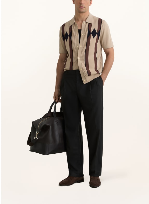 REISS Gebreid overhemd AXIS Slim Fit BEIGE / BRUIN / ZWART