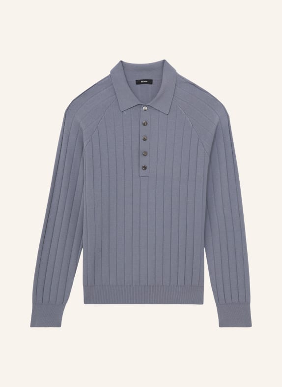 REISS Gebreid poloshirt DILLINGHAM BLAUW