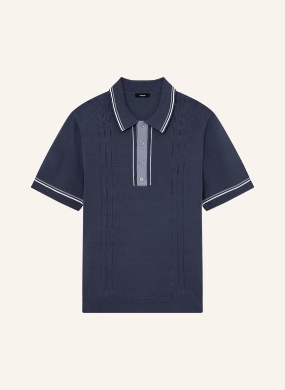 REISS Gebreid poloshirt ROTHWELL DONKERBLAUW