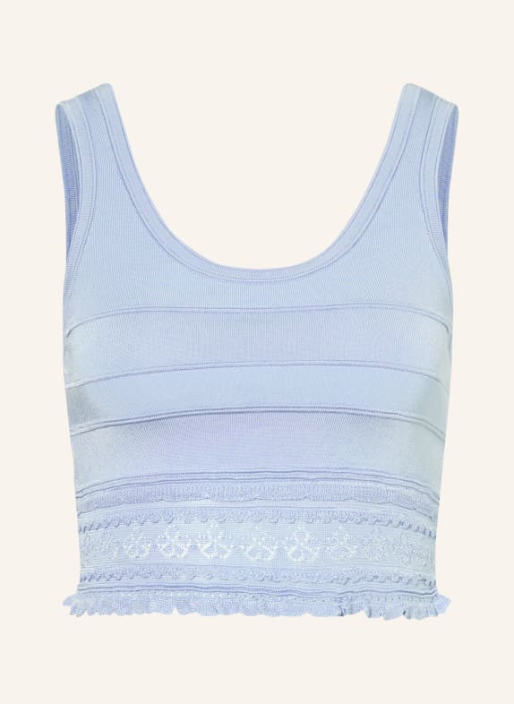 SANDRO Stricktop mit Rüschen HELLBLAU