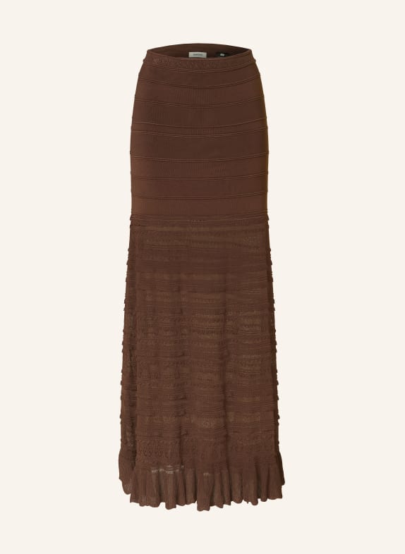 SANDRO Strickrock mit Rüschen DUNKELBRAUN