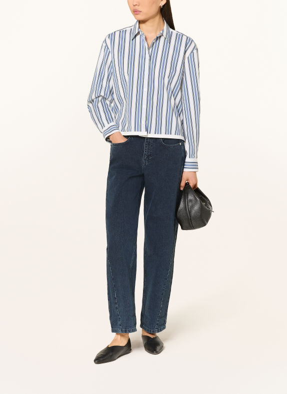 MARC AUREL shirt blouse WHITE / BLUE GRAY / BLACK