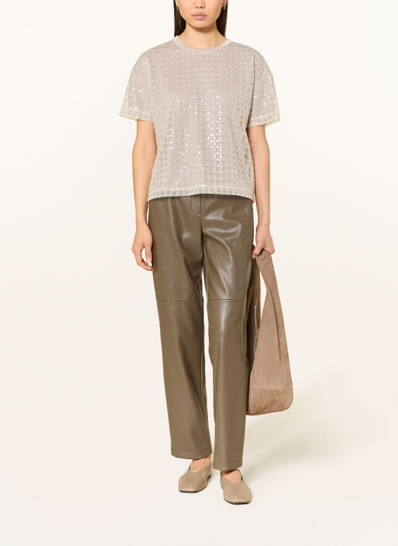 MARC AUREL Blůza z síťoviny s flitry SVĚTLE HNĚDÁ / SVĚTLE ŠEDÁ