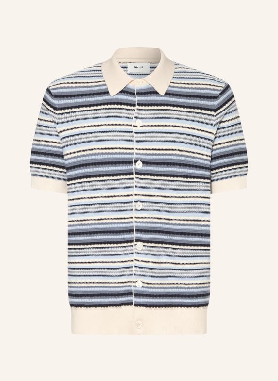 NN.07 Strickhemd NOLAN Regular Fit HELLBLAU / ECRU / DUNKELBLAU