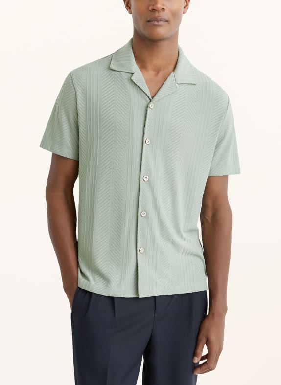 REISS Gebreid overhemd FREDERICK Regular Fit LICHTGROEN