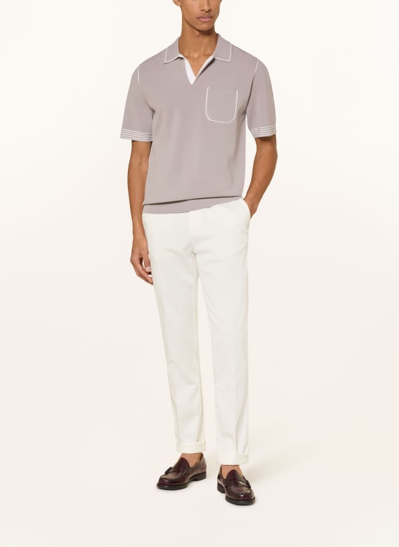 REISS Strikket poloshirt NEWBURY LYSEBRUN