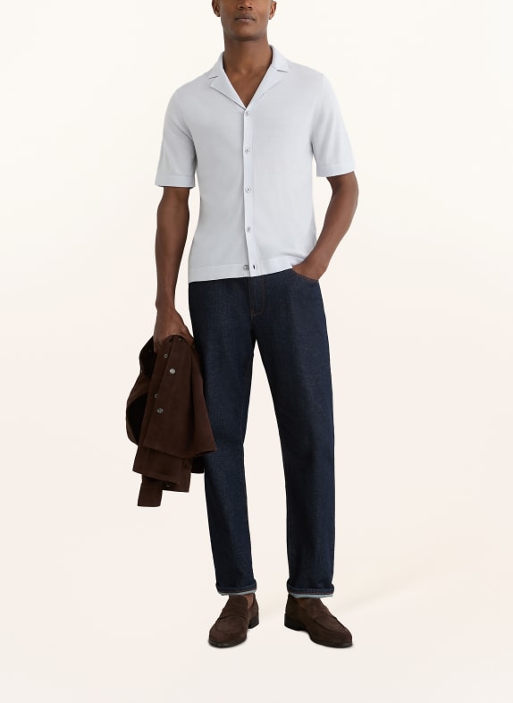 REISS Gebreid overhemd GRAFTON Regular Fit LICHTBLAUW