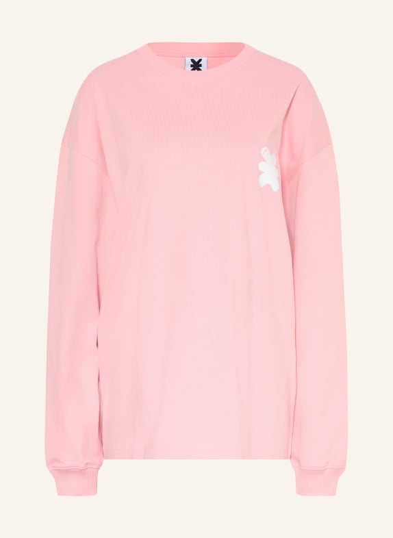 KARO KAUER Oversized long-sleeve shirt PINK / WHITE