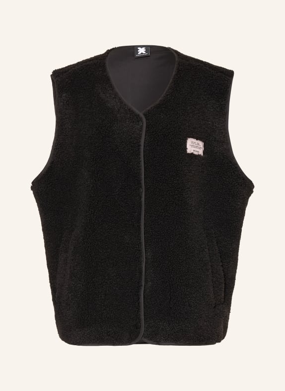 KARO KAUER Oversized teddy fur vest BLACK