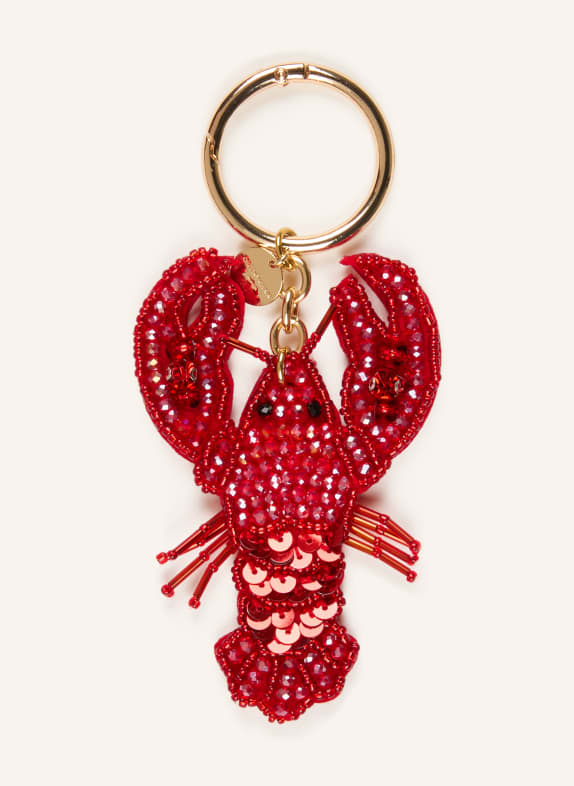 CHEEKY CHAIN MUNICH Taschenanhänger mit Schmucksteinen ROT / GOLD