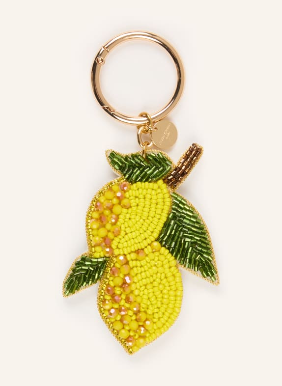 CHEEKY CHAIN MUNICH Taschenanhänger mit Schmucksteinen GELB / GOLD / GRÜN