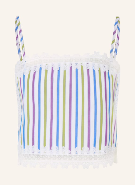 CLAUDIE PIERLOT Cropped-Top mit Spitze BLAU / GRÜN / WEISS