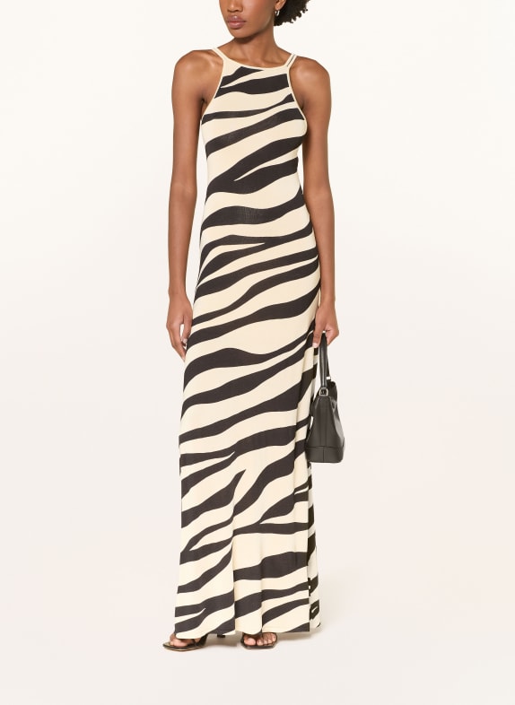 SANDRO Strickkleid CREME / SCHWARZ