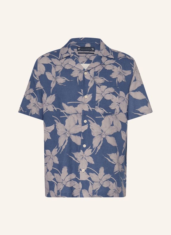 ALLSAINTS Letní košile PARTERRE, volný střih MODRÁ / ŠEDÁ