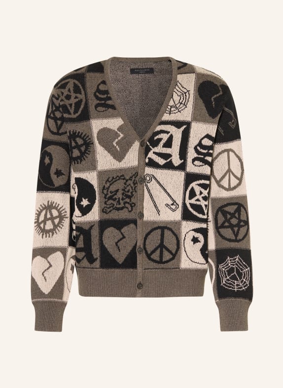 ALLSAINTS BARKER Cardigan DARK GRAY / GRAY / BLACK