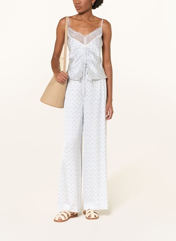 CLAUDIE PIERLOT Satintop mit Spitze WEISS / HELLBLAU