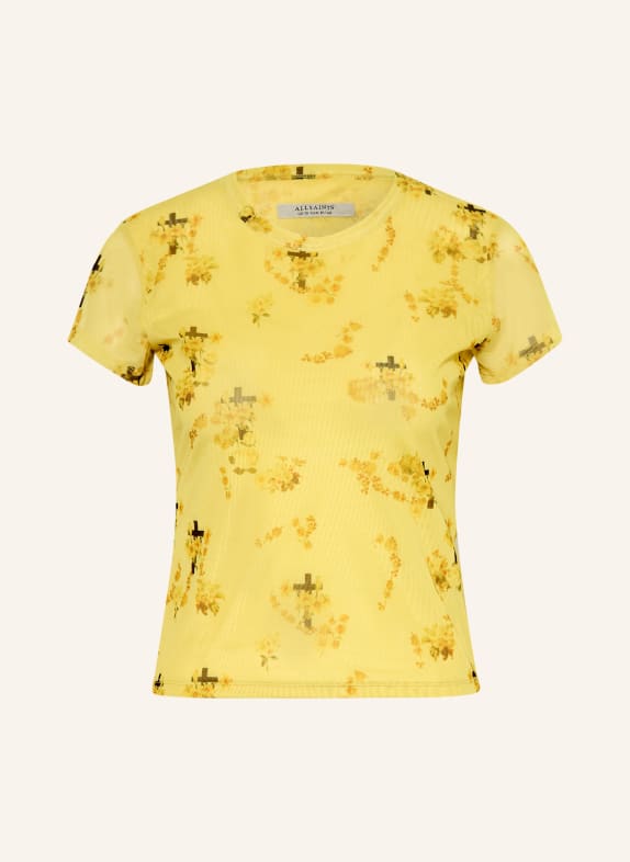 ALLSAINTS T-Shirt ELLIE aus Mesh GELB / DUNKELBRAUN / DUNKELGELB