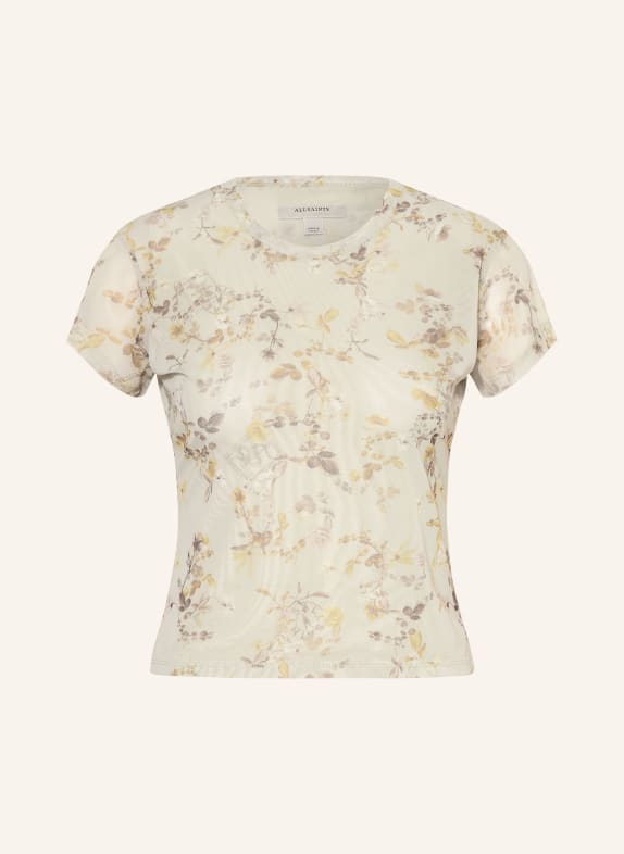 ALLSAINTS T-Shirt ELLIE aus Mesh HELLGRÜN / DUNKELGELB / KHAKI