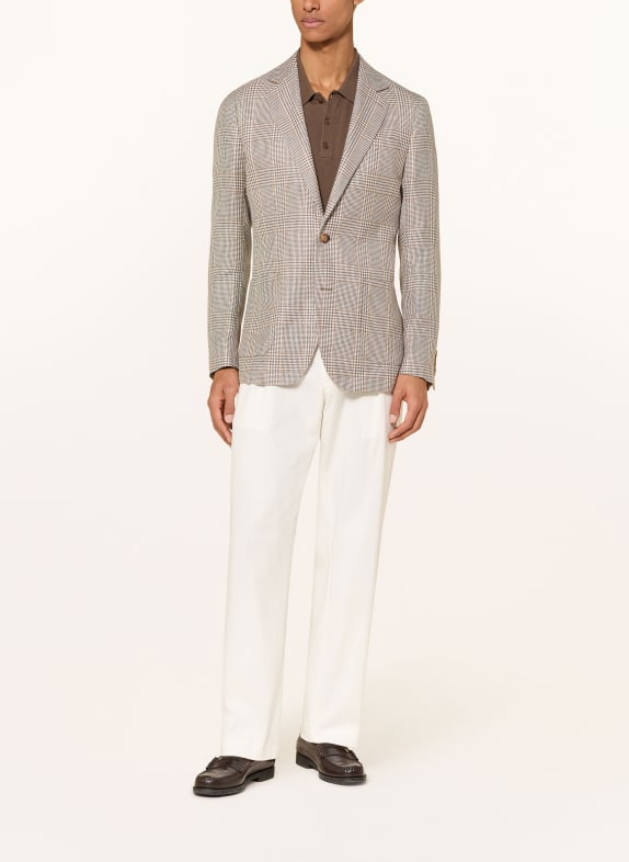 REISS EPSOM-colbert met getailleerde pasvorm en linnen CRÈME / CAMEL / MARRON FONCÉ
