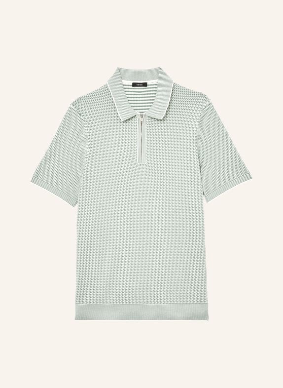 REISS Gebreid poloshirt BRINK GROEN / WIT