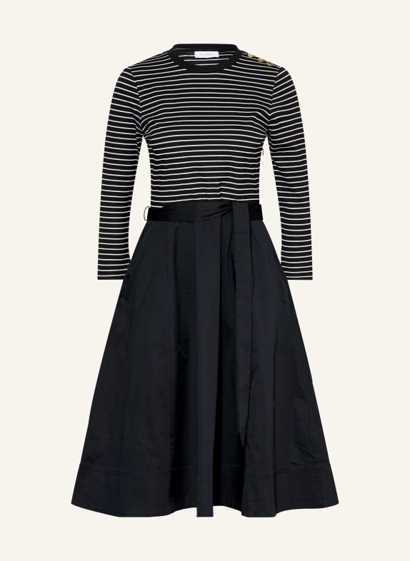 HOBBS Sukienka VIVIANA z mieszanki materiałów z rękawami 3/4 GRANATOWY / BIAŁY