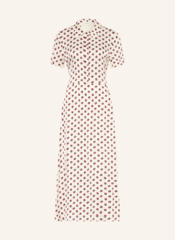 CLAUDIE PIERLOT Hemdblusenkleid CREME / DUNKELROT / SCHWARZ