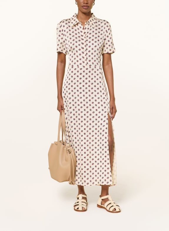 CLAUDIE PIERLOT Hemdblusenkleid CREME / DUNKELROT / SCHWARZ