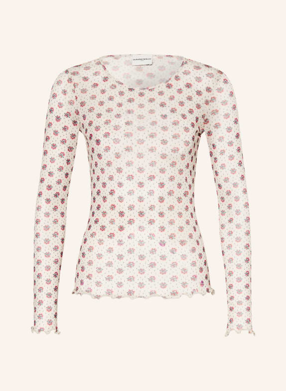 CLAUDIE PIERLOT Longsleeve aus Mesh CREME / DUNKELROT / PETROL