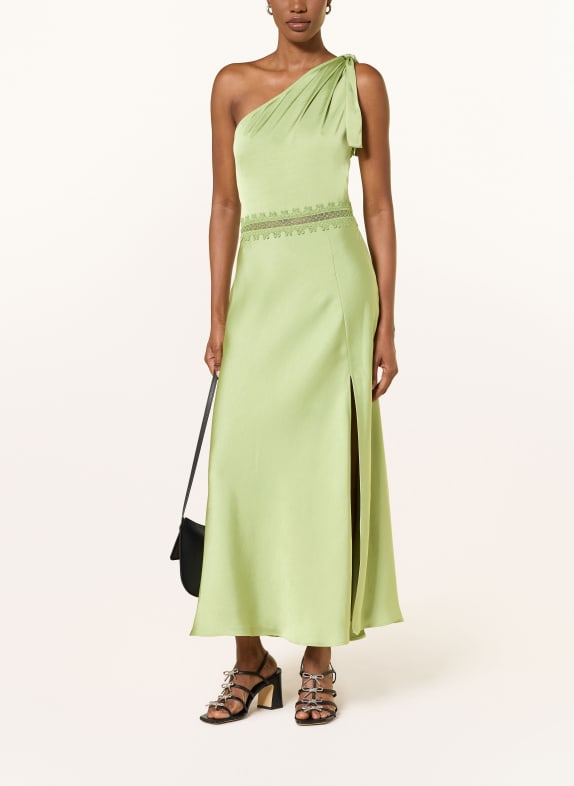 CLAUDIE PIERLOT One-Shoulder-Kleid aus Satin HELLGRÜN