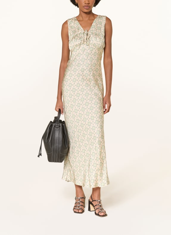 CLAUDIE PIERLOT Satinkleid CREME / HELLGRÜN / BLAU