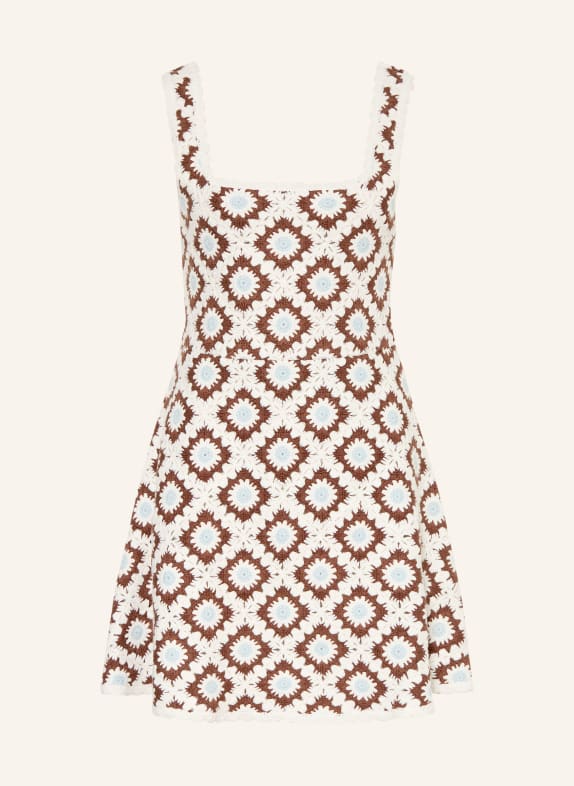 maje Häkelkleid CREME / DUNKELBRAUN / HELLBLAU