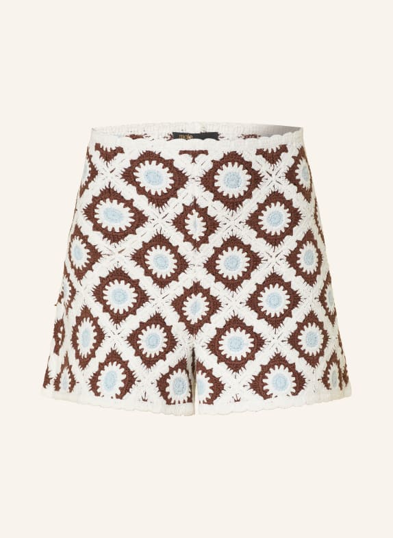 maje Häkelshorts WEISS / DUNKELBRAUN / HELLBLAU