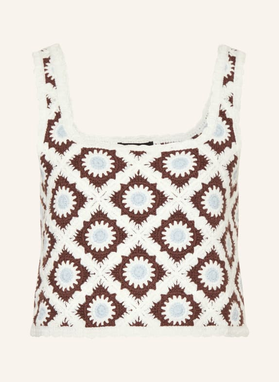 maje Krótki top szydełkowy BIAŁY / CIEMNOBRĄZOWY / JASNONIEBIESKI
